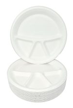 Eco Friendly Biodegradable Compostable Ecoware 12 inch 4 Compartment Round Plate (made from Sugarcane Bagasse) - Image 3