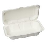 Eco Friendly Biodegradable Compostable Ecoware 1000 ml Bagasse Clamshell Box – Size 9 inch x 6 inch x 3 inch (made from Sugarcane Bagasse)
