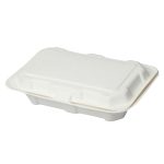 Eco Friendly Biodegradable Compostable Ecoware 1000 ml Bagasse Clamshell Box – Size 9 inch x 6 inch x 3 inch (made from Sugarcane Bagasse) - Image 2