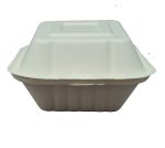 Eco Friendly Biodegradable Compostable Ecoware 450 ml Bagasse Clamshell Box – Size 6 inch x 6 inch x 3 inch (made from Sugarcane Bagasse) - Image 2