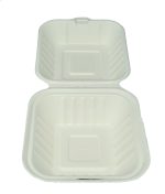 Eco Friendly Biodegradable Compostable Ecoware 450 ml Bagasse Clamshell Box – Size 6 inch x 6 inch x 3 inch (made from Sugarcane Bagasse) - Image 3