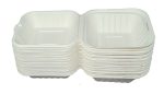 Eco Friendly Biodegradable Compostable Ecoware 450 ml Bagasse Clamshell Box – Size 6 inch x 6 inch x 3 inch (made from Sugarcane Bagasse) - Image 4