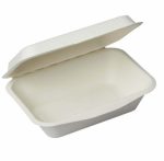 Eco Friendly Biodegradable Compostable Ecoware 600 ml Bagasse Clamshell Box – Size 7 inch x 5 inch x 3 inch (made from Sugarcane Bagasse)
