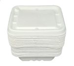 Eco Friendly Biodegradable Compostable Ecoware 750 ML Food Box with Lid – Size 7 inch x 6 inch x 2 inch (made from Sugarcane Bagasse) - Image 2