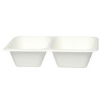 Eco Friendly Biodegradable Compostable Ecoware 2 Compartment Bagasse Tray – Size 9 inch x 7 inch x 2 inch (made from Sugarcane Bagasse) - Image 2