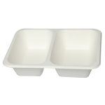Eco Friendly Biodegradable Compostable Ecoware 2 Compartment Bagasse Tray – Size 9 inch x 7 inch x 2 inch (made from Sugarcane Bagasse) - Image 3