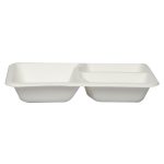 Eco Friendly Biodegradable Compostable Ecoware 3 Compartment Bagasse Tray- Size (9 inch x 7 inch x 2 inch) (made from Sugarcane Bagasse) - Image 2