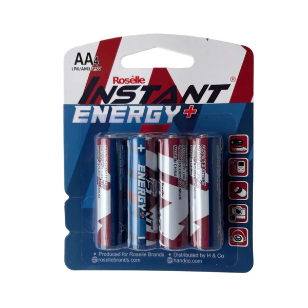 aa-batteries-lr6-am3-1-5v-roselle-instant-energy-long-expiry-pack-of-4-bulk-options-available AA Batteries - LR6 AM3 1.5V Roselle Instant Energy + - Long EXPIRY (Pack of 4 - Bulk Options Available) - Image 1
