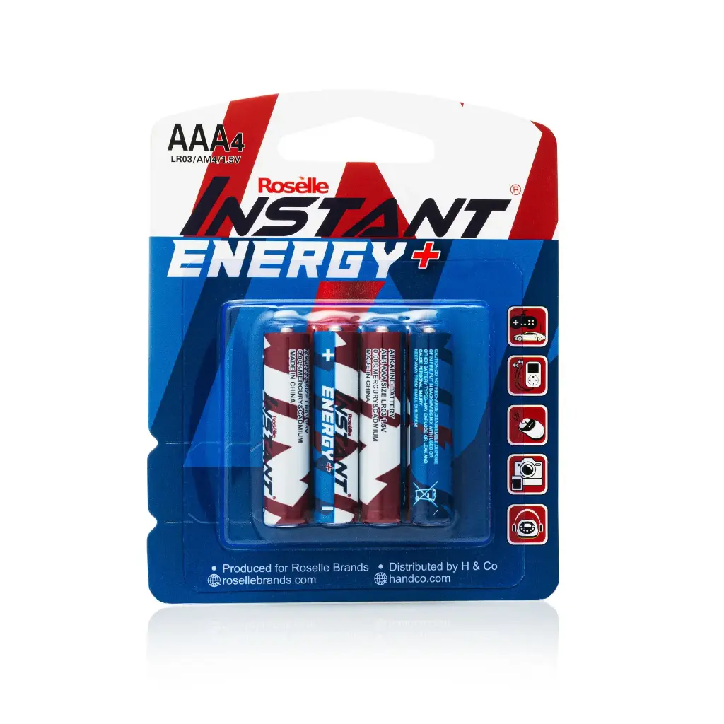 aaa-batteries-lr03-am4-1-5v-roselle-instant-energy-long-expiry-pack-of-4-bulk-options-available AAA Batteries - LR03/AM4/1.5V Roselle Instant Energy + - Long EXPIRY (Pack of 4 - Bulk Options Available) - Image 1
